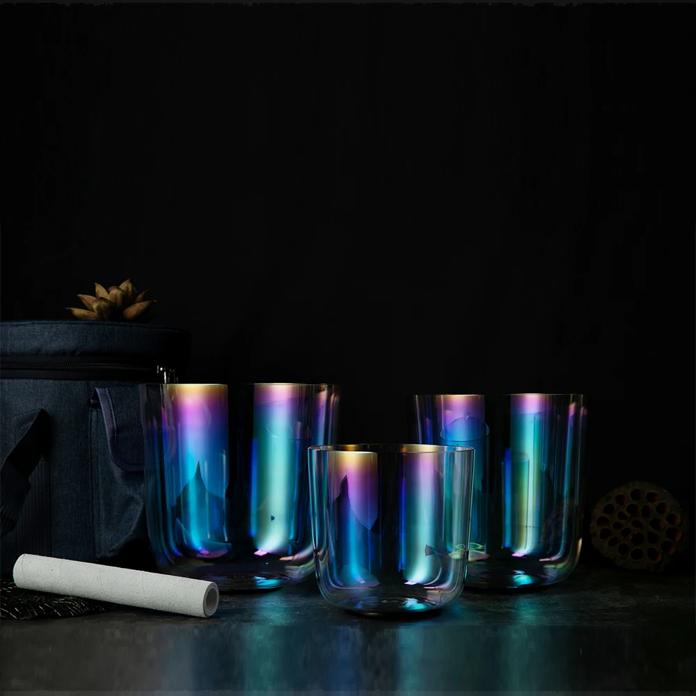 Набор Поющая чаша с прозрачным кварцевым кристаллом 5-8,75 дюйма C D E F G A B Note Оптовая Продажа Прозрачная Чаша для пения с идеальным шагом 432 Гц 440 Гц