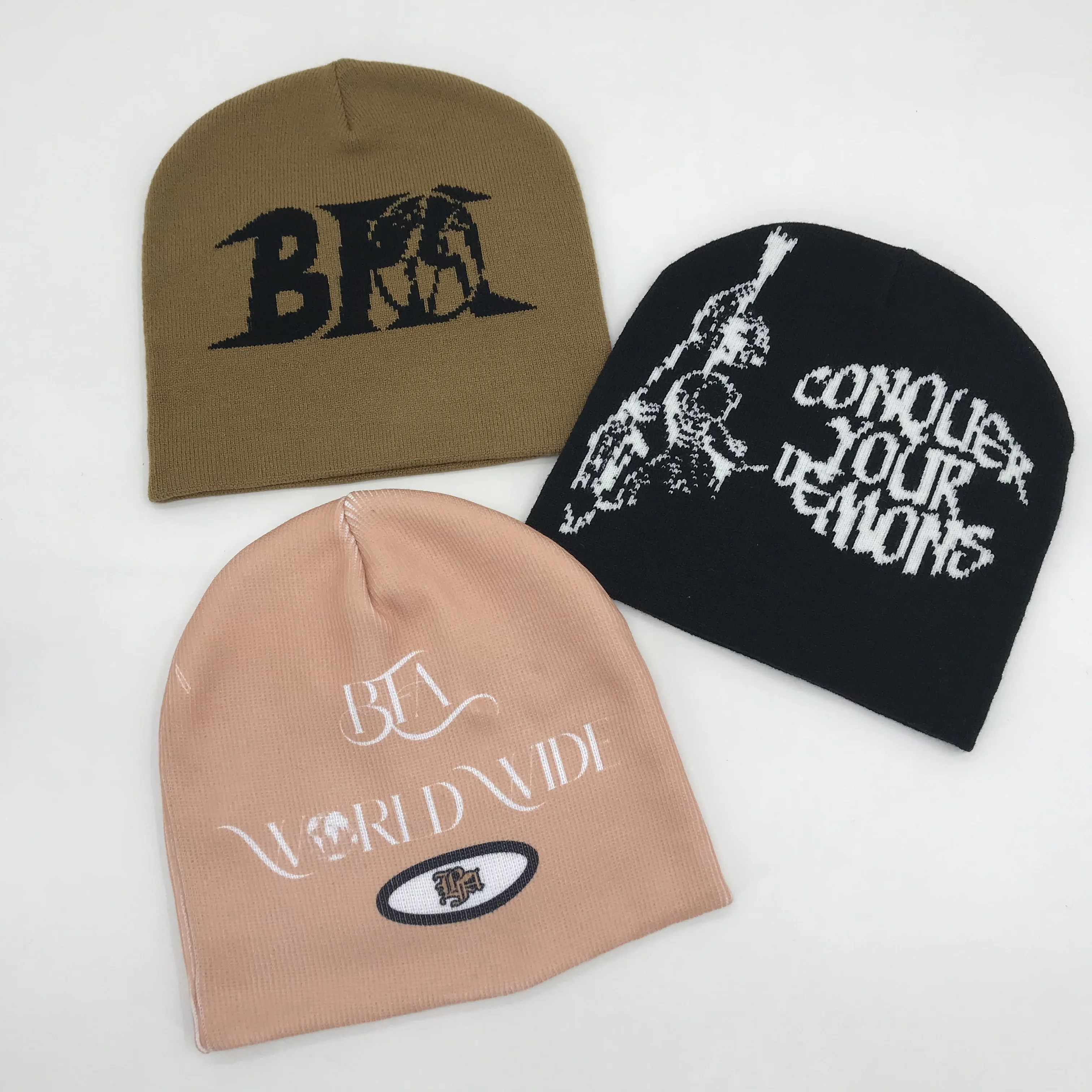 Unisex Custom Winter Hats High Quality Cotton Jacquard With Hip Hop Y2K Print New Style Warm Knitted Cold Cap for Outdoor Use