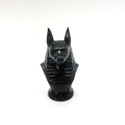 New Product Egyptian God Anubis Busto Statues Hand Carved Black Obsidian Folk Crafts Art Sculpture Crystal Crafts For Collection
