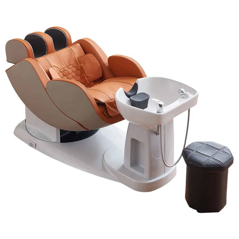 High quality 2 motor electric massage rotating shampoo bed with customizable colors for salon barber shop