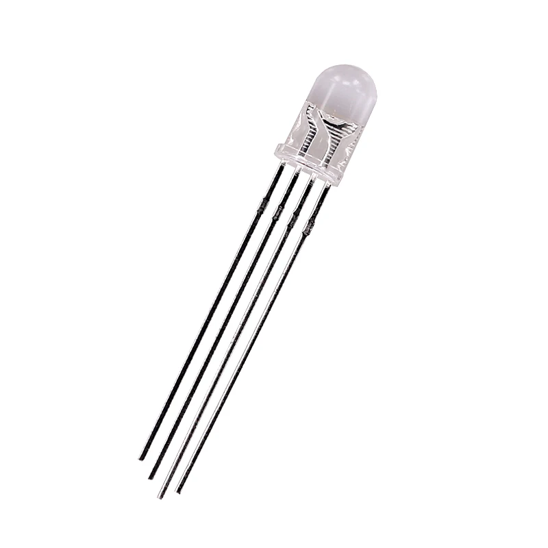 Hinchytek RGB 5mm  through hole lamp led customize foot length and lens single color tri-color diode led