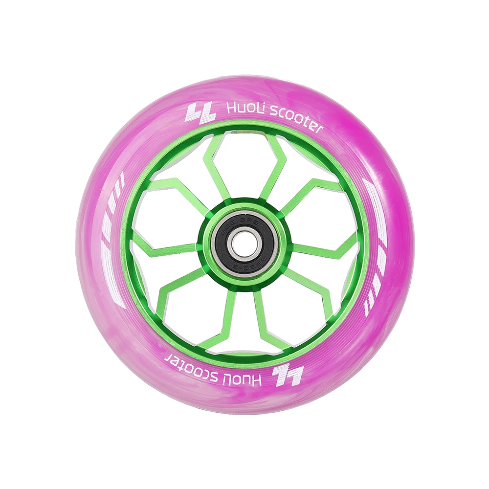 Huoli Extreme Sport Pro Stunt Kick Scooter Wheels 110mm Pink PU with Aluminum Core Abec-9 Bearing Extreme Sport Pro Accessory
