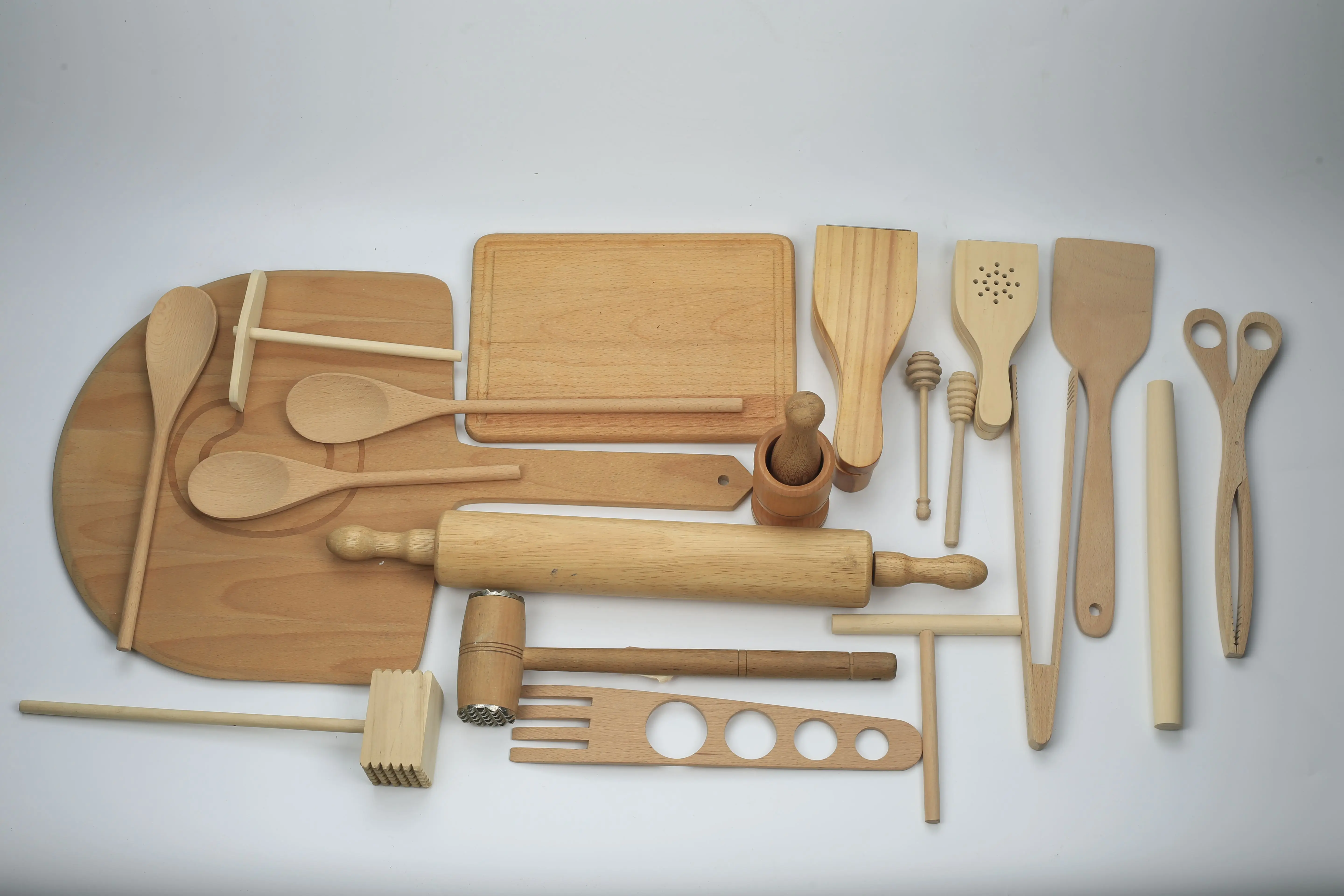 Wholesale Kitchen Utensils Sets Cooking Tools Set Hot Sale Nature Wooden With Wood Handle Home Kitchen Salad Tools Dining Room