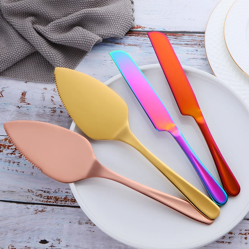 Cake Tool Custom Logo Cutter Spatula Gold Stainless Steel Wedding Cake Knife And Server Set for Birthday Party