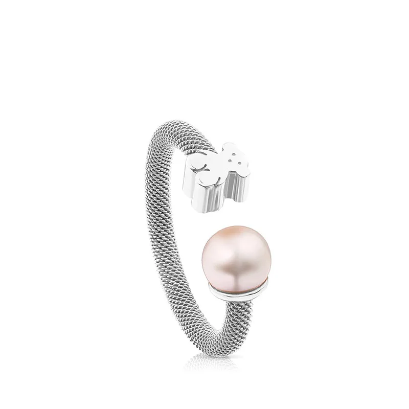 Custom Rose Gold 925 Sterling Silver Fashion Jewelry High Quality Steel wire weaving Adjustable Tous Bear ring For Women Gift