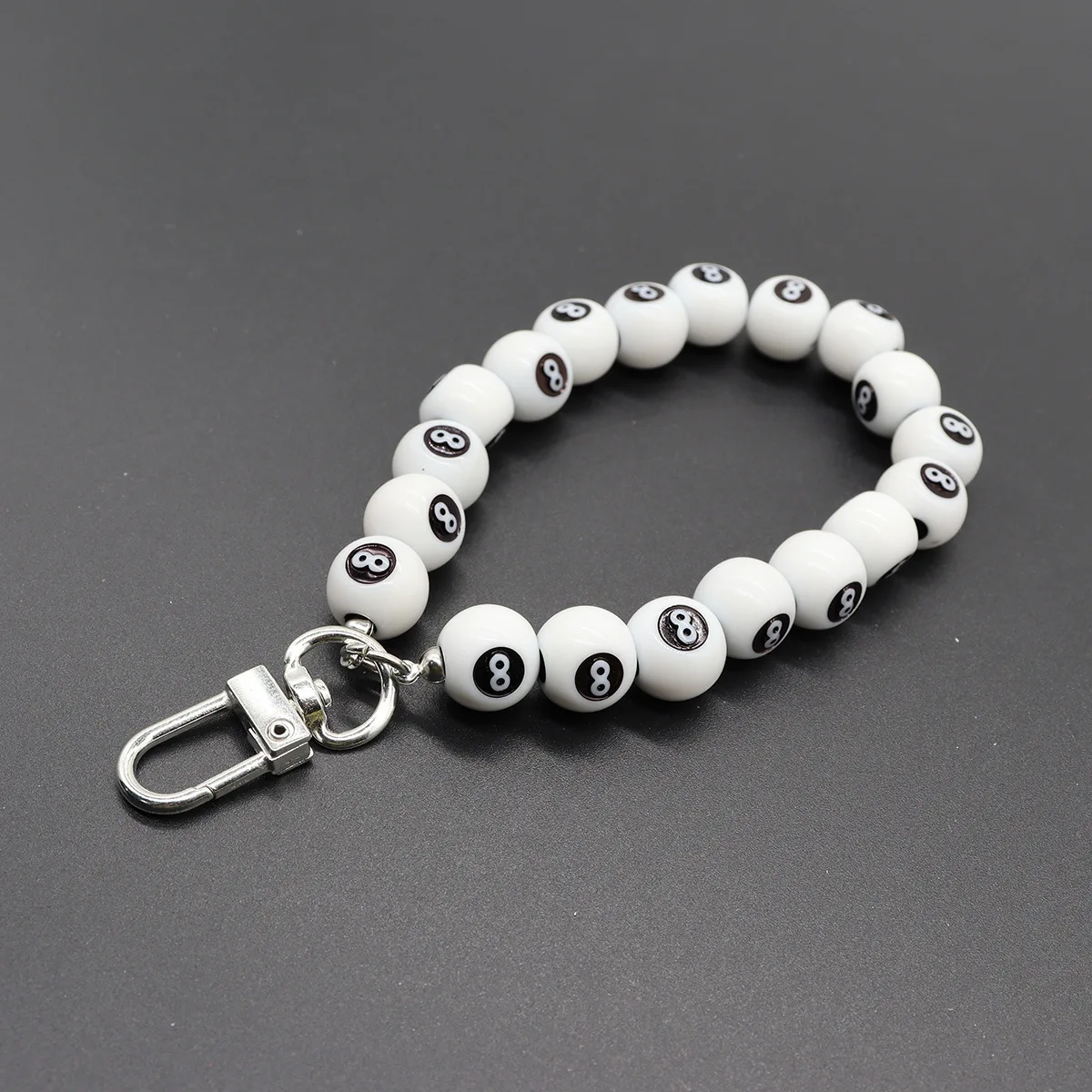 Simple alloy door buckle Black 8 lanyard ins Beaded mobile phone chain Key chain pendant Bag lanyard accessories
