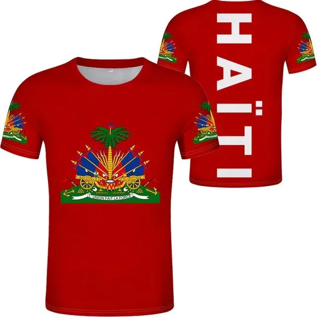 Hn Hot Sale Haiti Flag Clothing Custom Logo Full Print Design T Shirt with Haiti National Flag