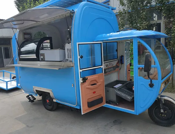 solar panel 3 wheels Electric mobile tricycle food truck food cart