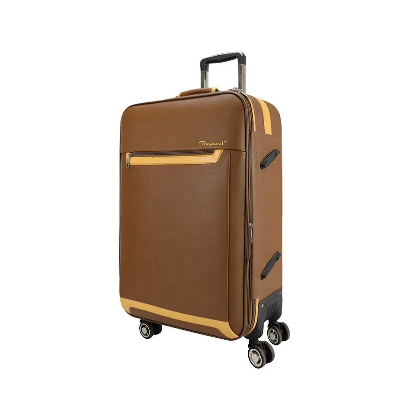 Personalized soft PU leather suitcase set travel luggage sets trolley bags luggage