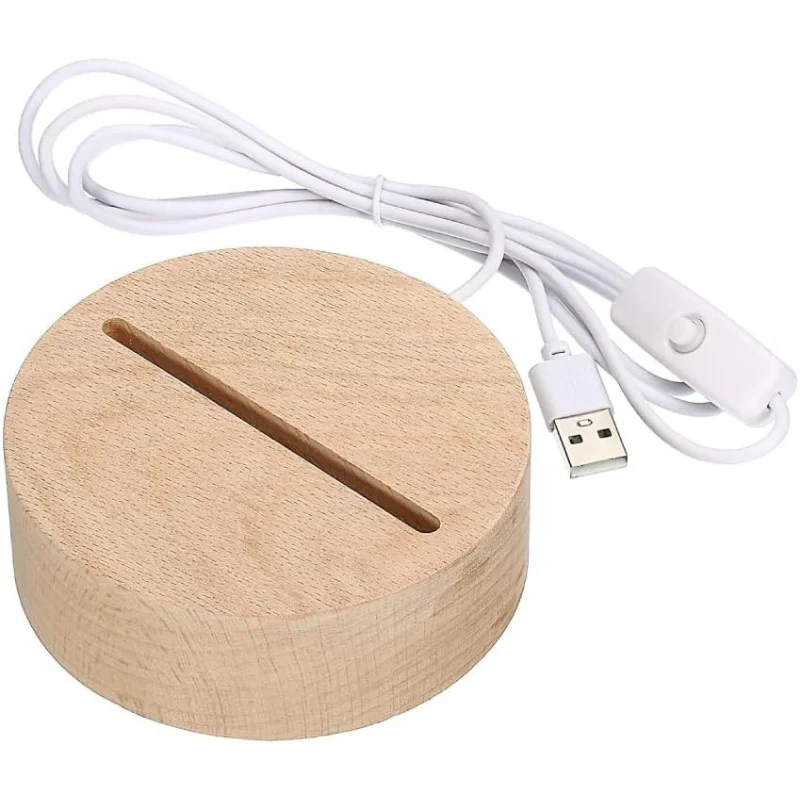 LED Night Light Lamp Base USB Dimmed Oval Square Wood with Luminous Feature Acrylic Crystal Material 50 Bedroom Supply China