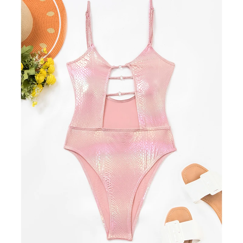 Wholesale Fashion Custom Logo Summer Sexy High Waist Women 2022 Swimwear One Piece Swimsuit