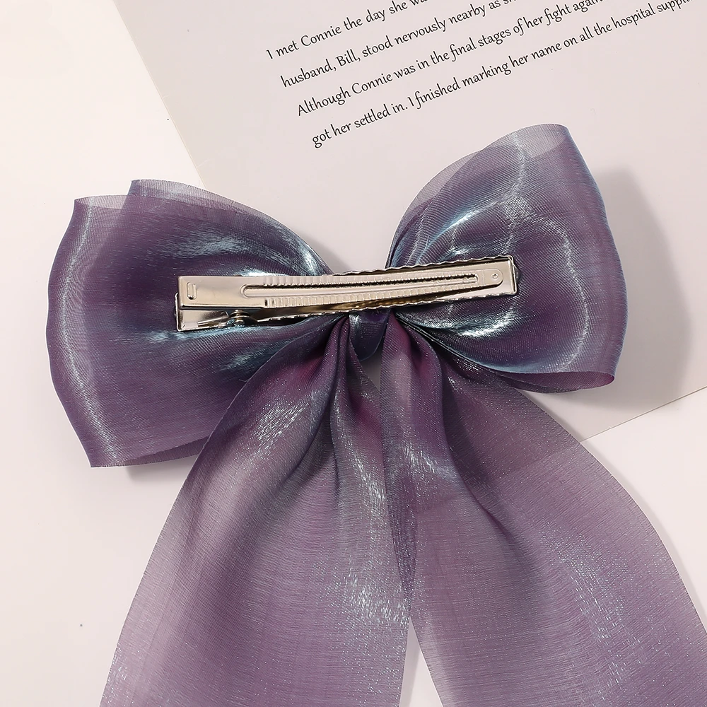 girls pastel  color neat bowknot bow-tie hair ribbon with alligator clip