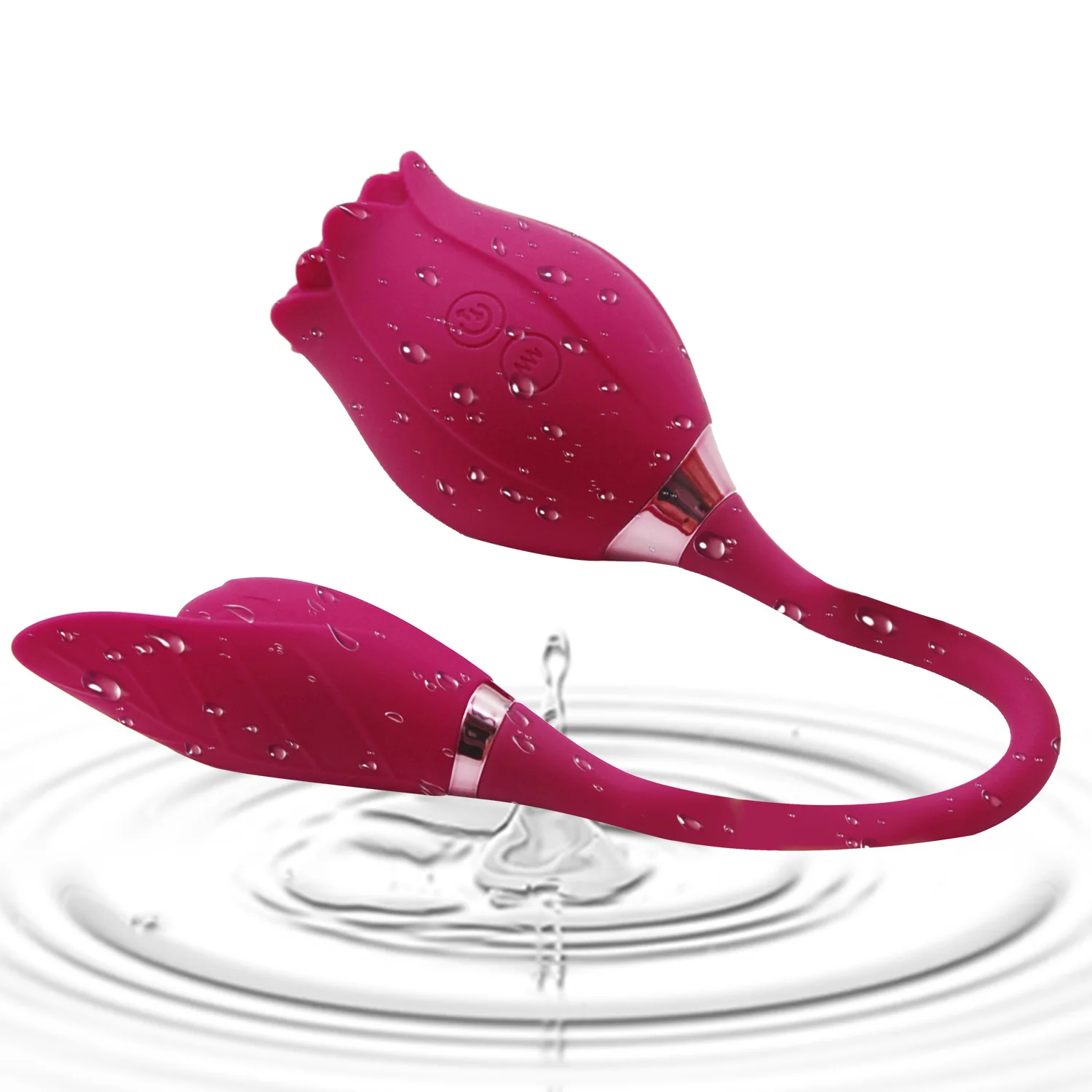Female 2 in 1 clit electric egg wireless quiet clitoral sucking and vibrating tongue rose flower vibrator