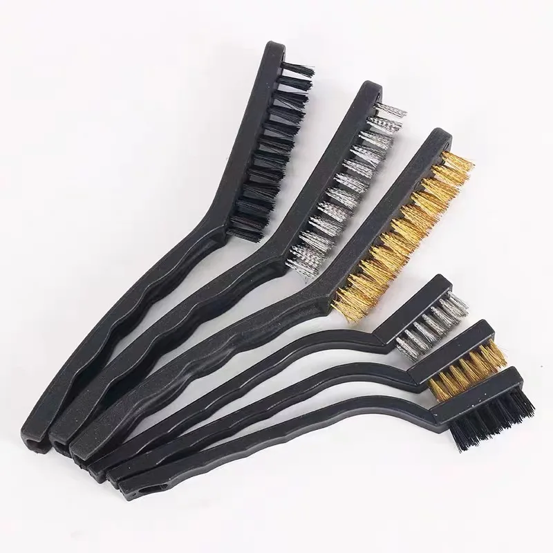 Factory Direct 7 inch mini cleaning industrial steel wire toothbrush Stainless steel nylon wire copper wire play brush