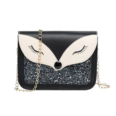 FLB079 2020 trendy wholesale fox luminous pu leather lady shoulder bag women chain handbag