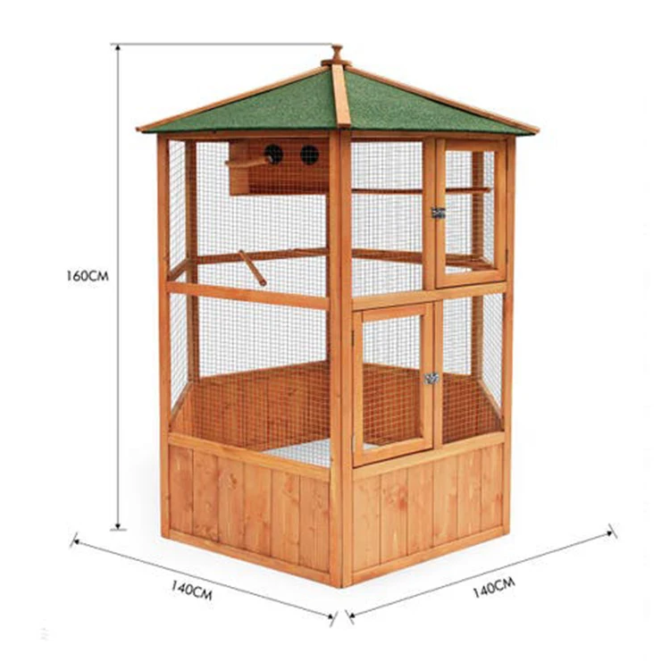 Strong Wire Mesh Pet Water Proof Bird House Wooden Cage for Small Parrot