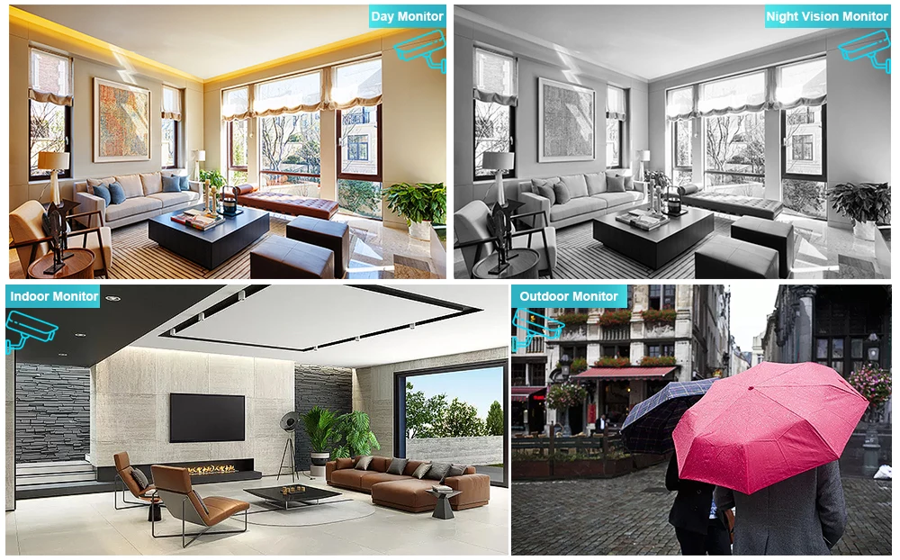 Wireless Security Camera System 4pcs WiFi H.265 PoE Bullet 1080P Cameras with Person Vehicle Detection for 24-7 Recording CC501