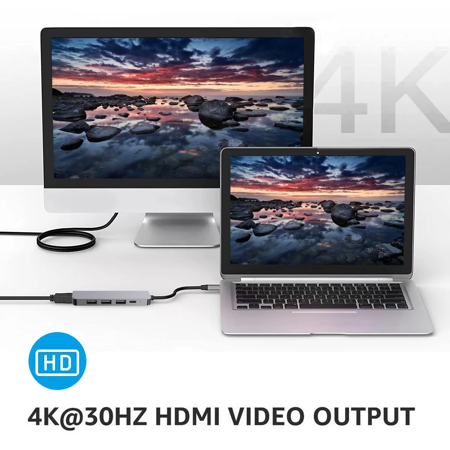 5 In 1 Macbook type c hub to 3.0 2.0 usb por hdmi 4K PD Charging usb c hub 5 in 1 Multifunction poweredusb type c hub Adapter