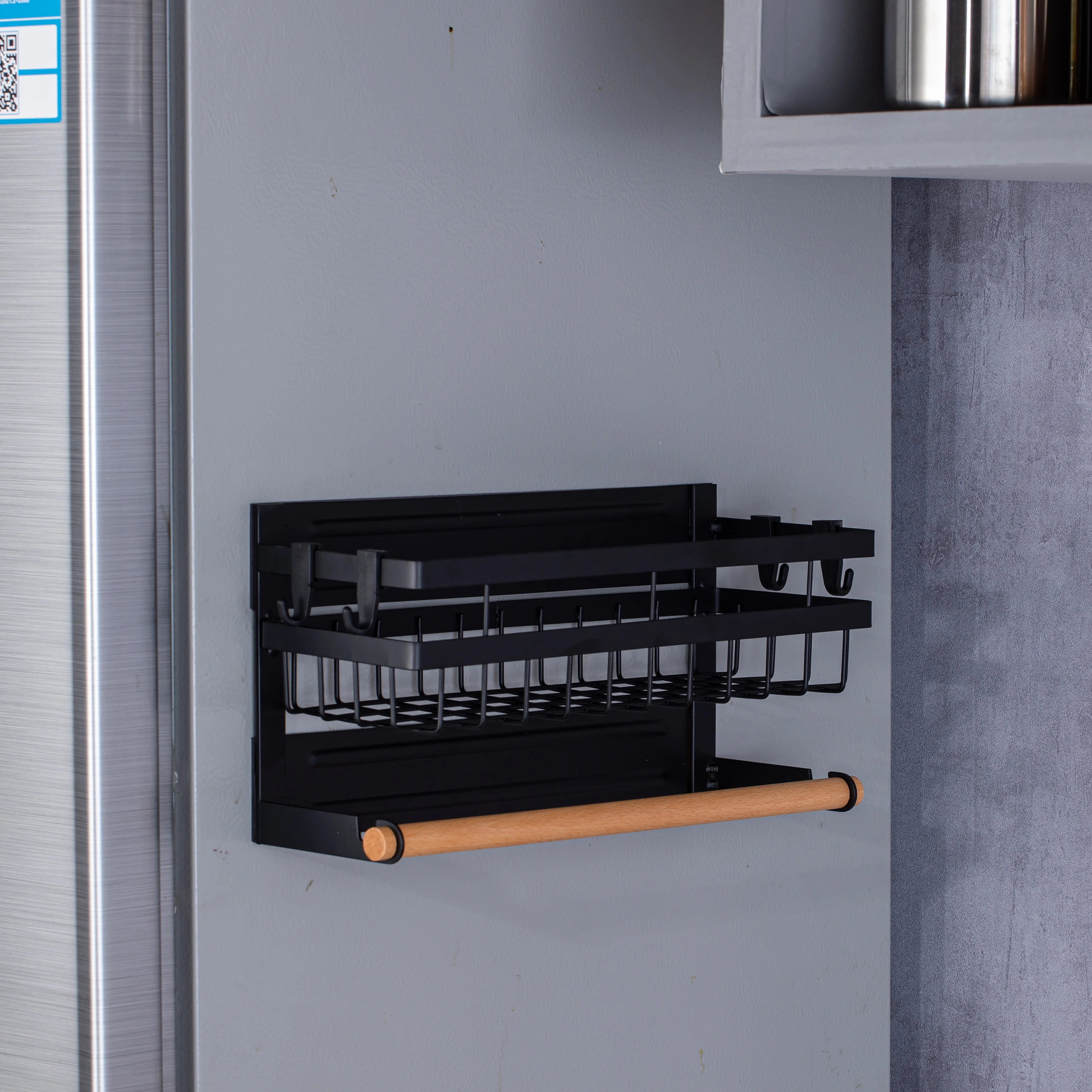Magnetic storage Rack, Fridge Organizer Shelf, Side Wall Refrigerator Storage for Utensils or Plates