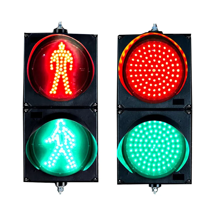Outdoor Waterproof 300mm Traffic Signal Light 12V Intelligent LED with Red Green Yellow Lens PC Material Safety Warning Light