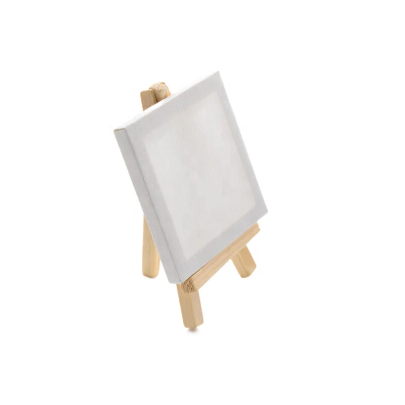 Keep Smiling Waterproof Painting Mini 10*10 Cm Canvas Art Boards Panel With Wooden Easel
