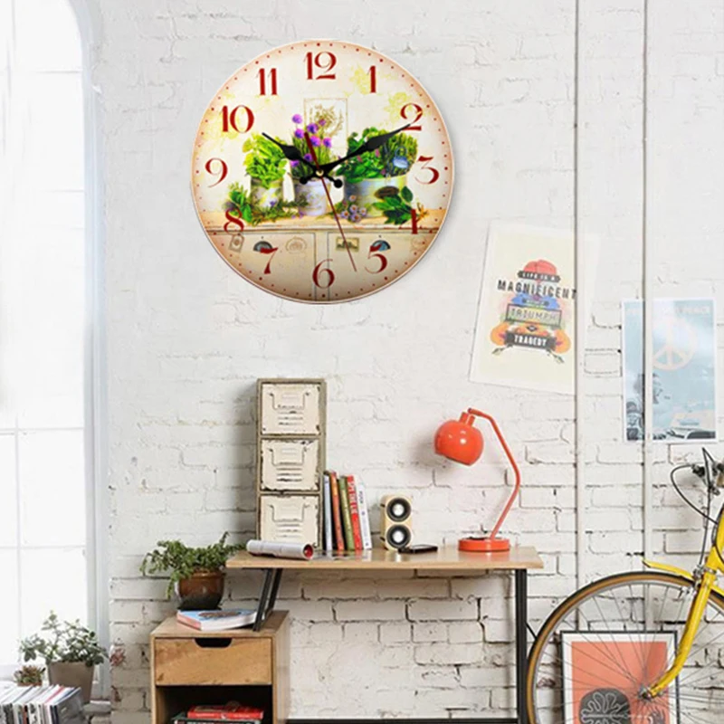 Custom Large Wooden Wall Clocks Vintage Quartz Clock Movement Clocks And Watches  Home Decor For Living Room