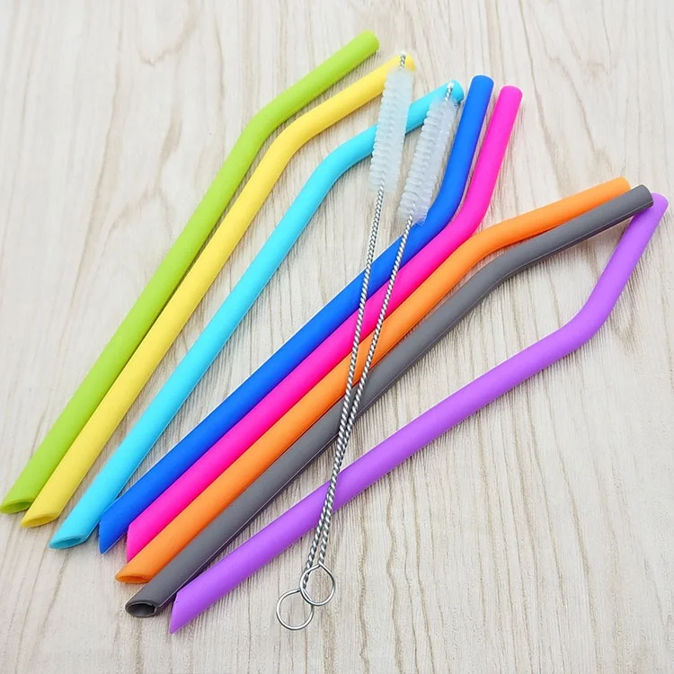 Reusable Eco Friendly Drinking Straws  200*8*6mm Silicone Drinking Straws
