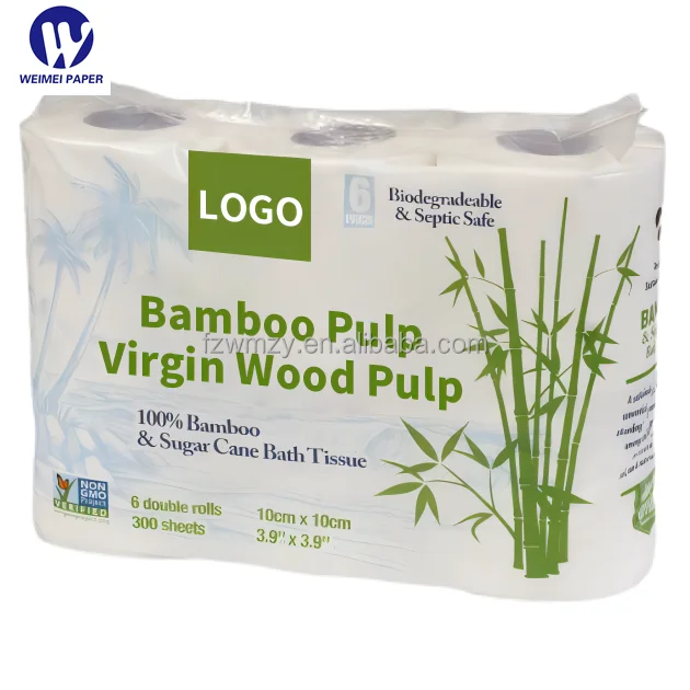 OEM 1-4 ply soft skin customized size and packing print 100% Virgin Wood Pulp / Bamboo Pulp toilet paper