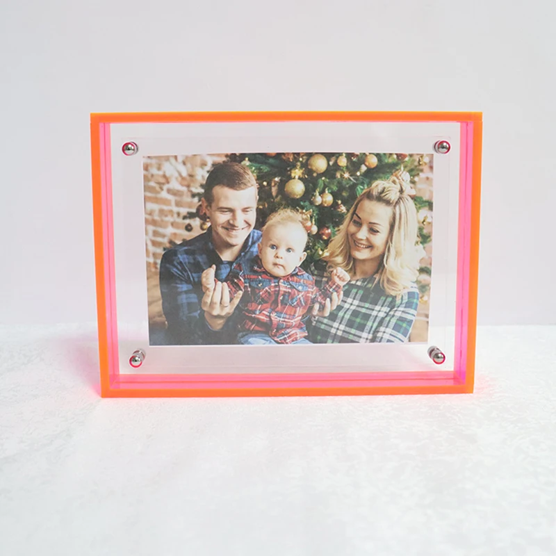 New Design Neon Red Profile Flash Tidy Acrylic Photo Frame Mini Acrylic Insert Picture Frame