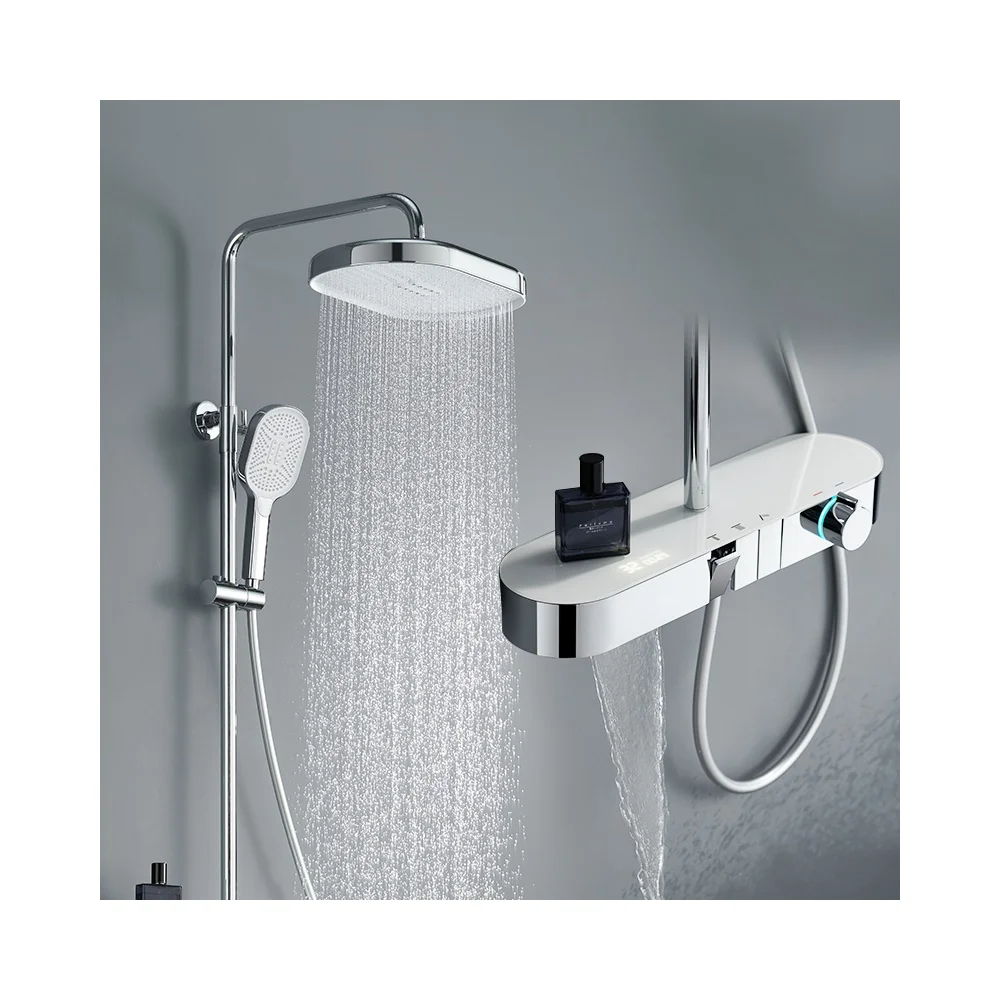 Hot Cold wall mounted Bathroom shower set system luxury rain rainfall shower mixer set piano shower faucet set system
