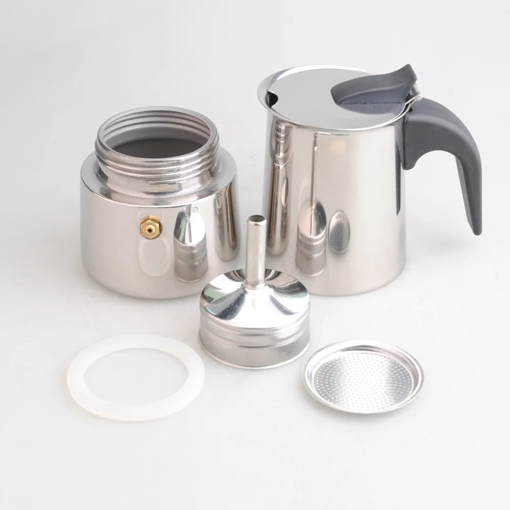 
2021 Hot Sale Coffee Stovetop Espresso Maker Stainless Steel, Moka Stove Pot, Percolator Carafe Coffee Maker for 2 Cups Sliver 