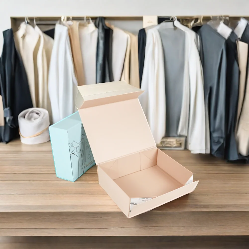 Crown win magnetic rigid folding clothing packaging box foldable wedding pr gift box with handles carton cardboard paper boxes