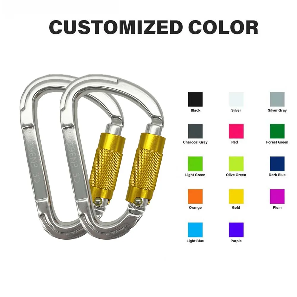 JENSAN Factory Custom Ce Certified Auto Locking Climbing 25kn 7075 Aviation Aluminium Carabiner Hammock Karabiner