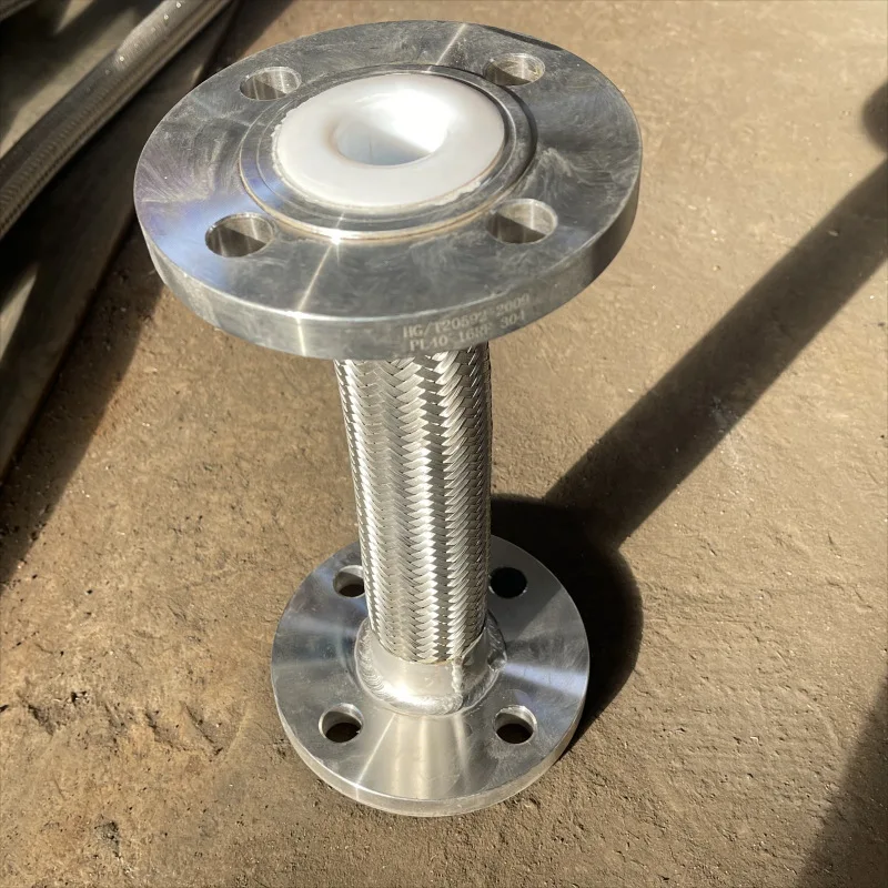PTFE Lined Flexible Metal Hose Stainless Steel 304 Bellows Hose Flange Connect braided steel hose for chemical plant
