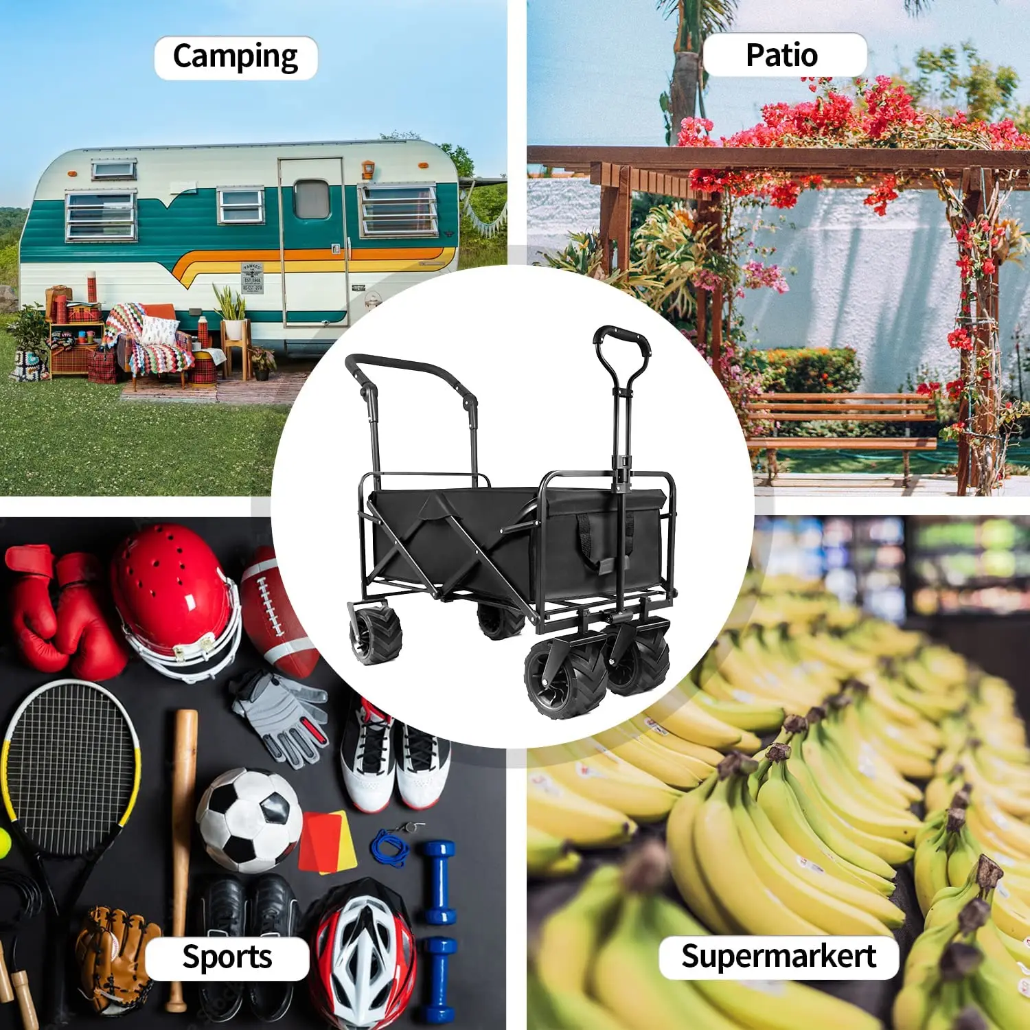 Folding Utility push pull wagon cart outdoor garden wagon beach cart camping shopping sports portable wagon large capacity