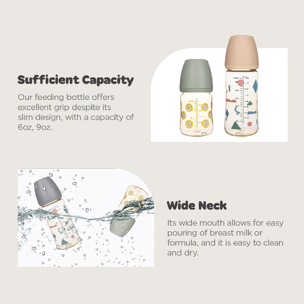 Wholesale Natural Newborn Anti Colic Feeding Bottle 6oz Wide Mouth BPA Free PPSU Baby Bottle for Breastfeeding Babies