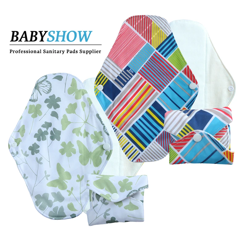 Natural Bamboo Cotton Sanitary Pads Female Sanitary Napkin Digital Print Menstrual Pad Washable Reusable Women Sanitary Napkin