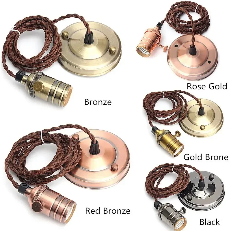 CE Сертифицированный держатель лампы металлический держатель лампы E27 алюминиевый черный стиль винтажная люстра