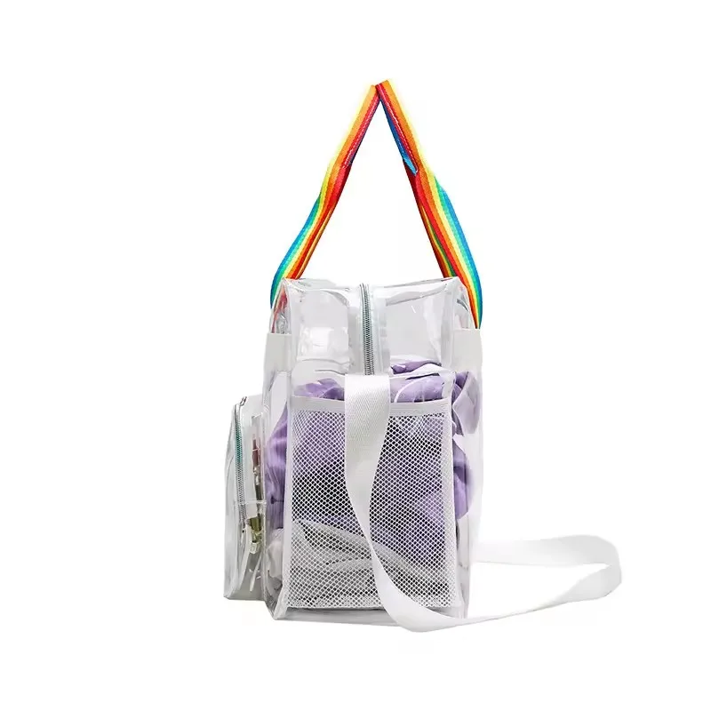 Cheap Fashion Stylish Waterproof Transparent pvc shoulder bagTravelling sling bag portable shopping tote bag for girl