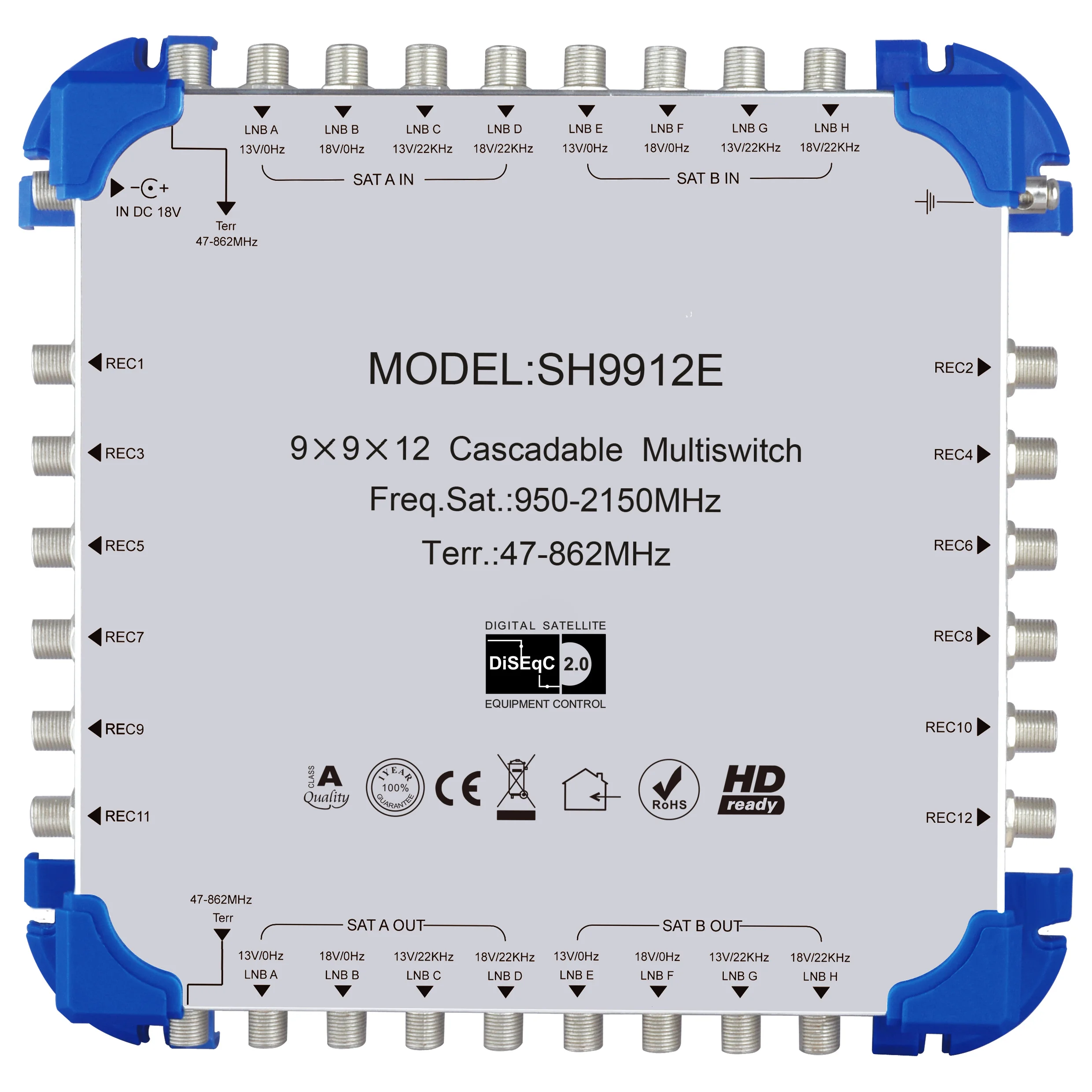 9X9X24 multiswitch 5in satellite multiswitch system Sistema SMATV 5x32 salida para CATV