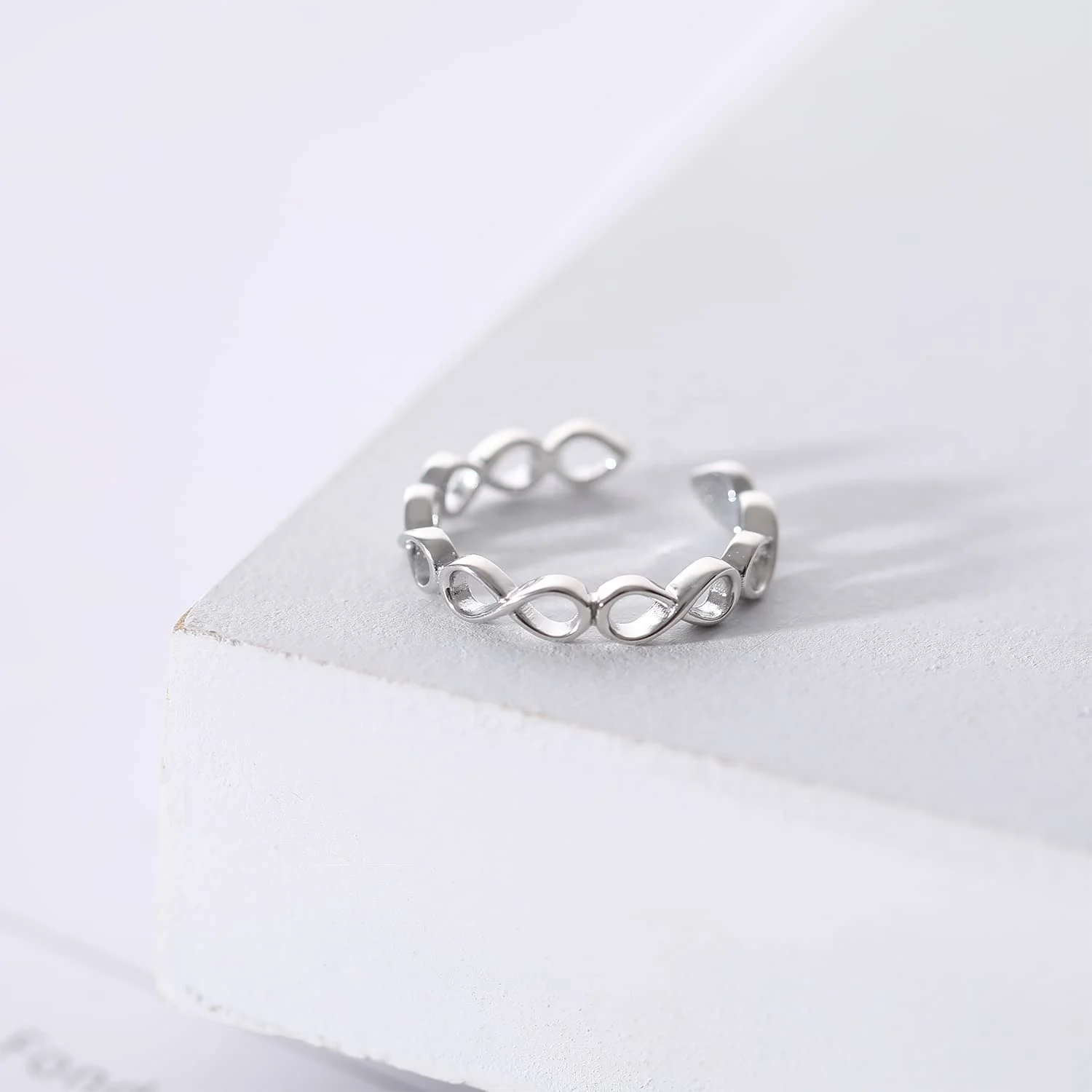 Summer Beach Footwear Women Open Adjustable 925 Sterling Silver Elastic Infinite Toe Rings