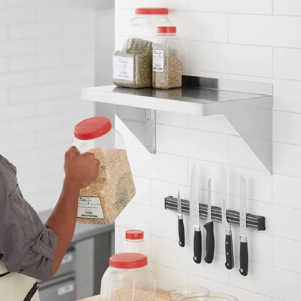 Customized Commercial Wall Shelves Stainless Steel Wall Shelf Display Floating Shelves for Kitchen Wall Storage