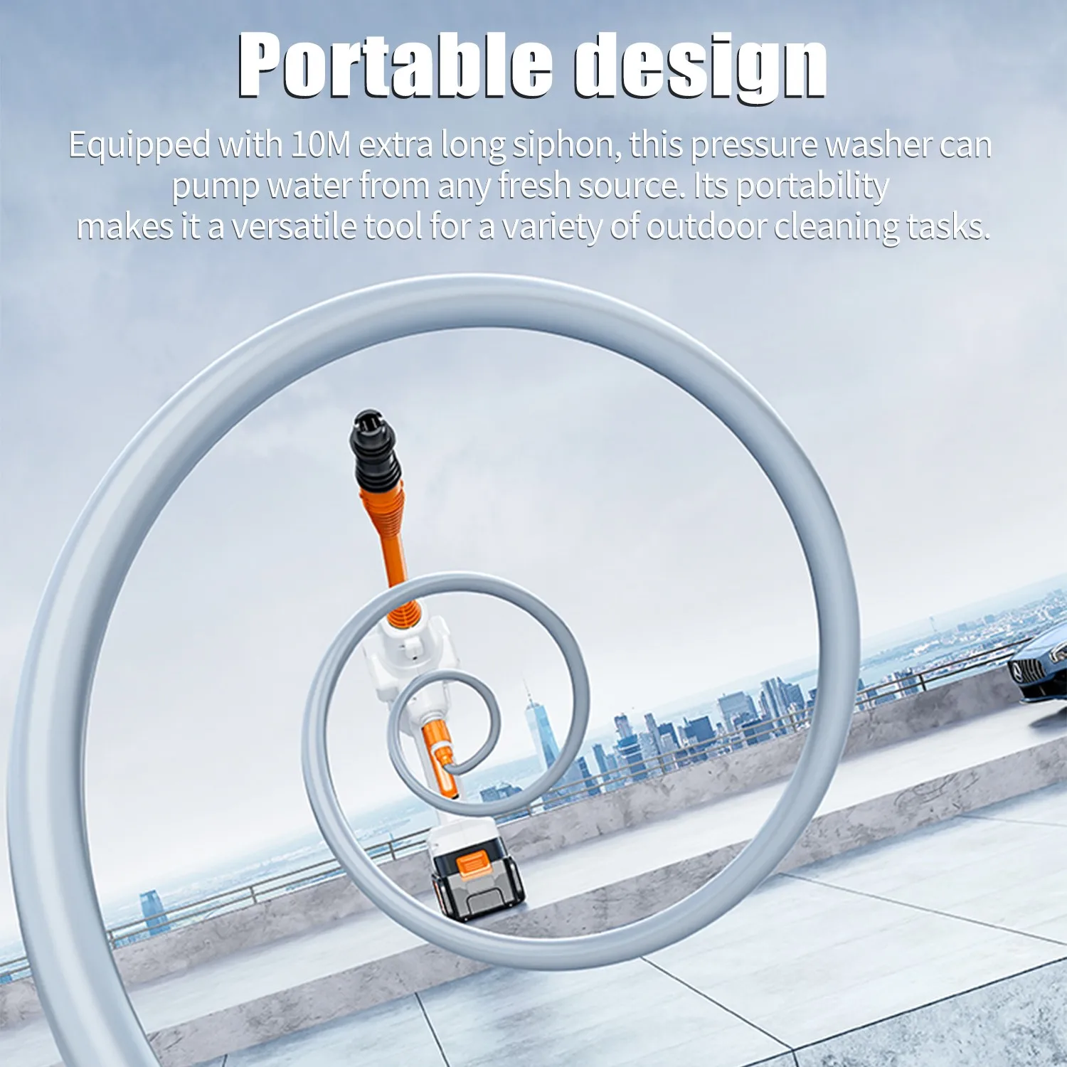 Wireless High Pressure Car Washer Gun Battery Operated Portable Cordless Car Wash Machine for Auto Home Cleaning