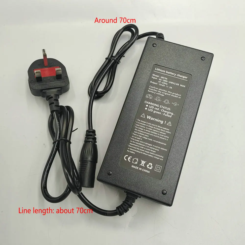48V2A Lithium Battery Charger for Electric Vehicles Scooter EBIKE MTB Charger 54.6V3A CONNECTOR MADE TO ORDER