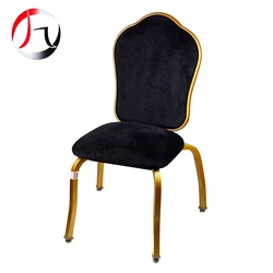 Commercial conference room black velvet aluminum used stackable hotel banquet chairs