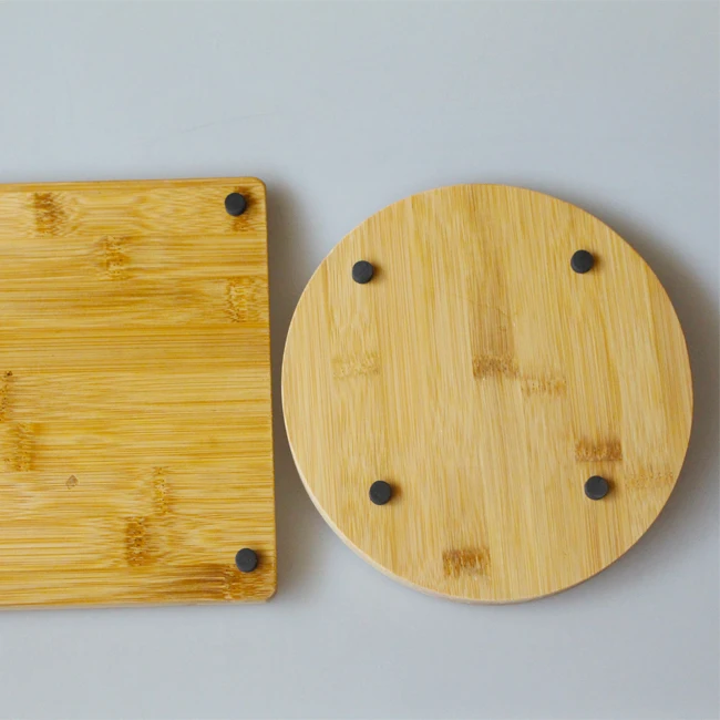 Round bamboo trivet with ceramic in the middle for Hot Dishes and Pans,Heat Pots, Decorative Kitchen Mat