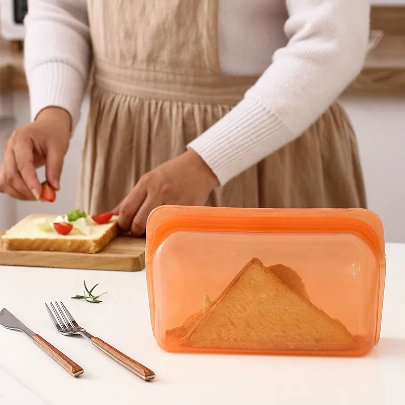 multifunctional reusable platinum silicone storage zipper bag for food