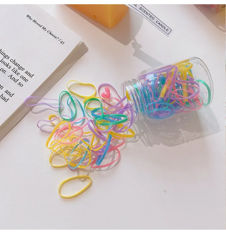 2022 new Japan and Korea macaron color high elastic disposable rubber band boxed gradient color hair ring head rope