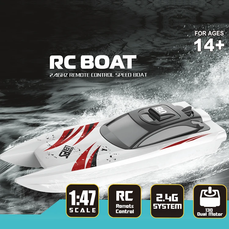 2.4Ghz RC ShipRemote Control Boat for Kids and Adults High Speed Ship Dual Motors Self-Righting Racing Boat Pools and Lakes Toy