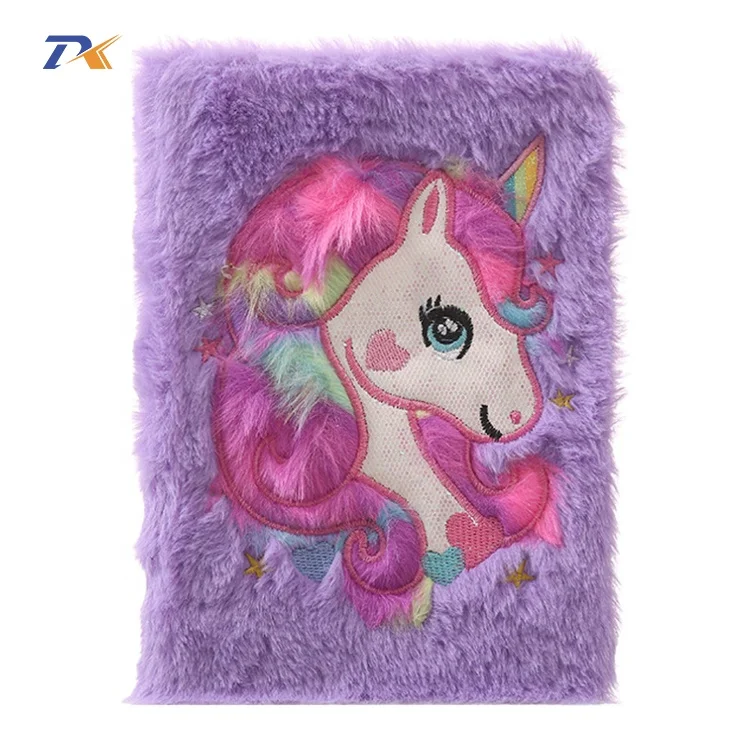 Custom rainbow colour girl gift diary cartoon animal unicorn plush notebook